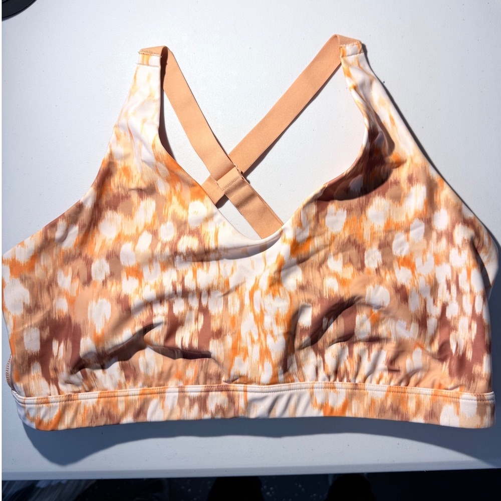 OFFLINE by Aerie Sports Bra Womens XXL Orange Abstract Strappy Activewear